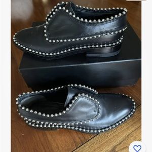 Alexander Wang leather WENDIE Oxford shoes with Ball chain Trim SZ 38.5 US 8